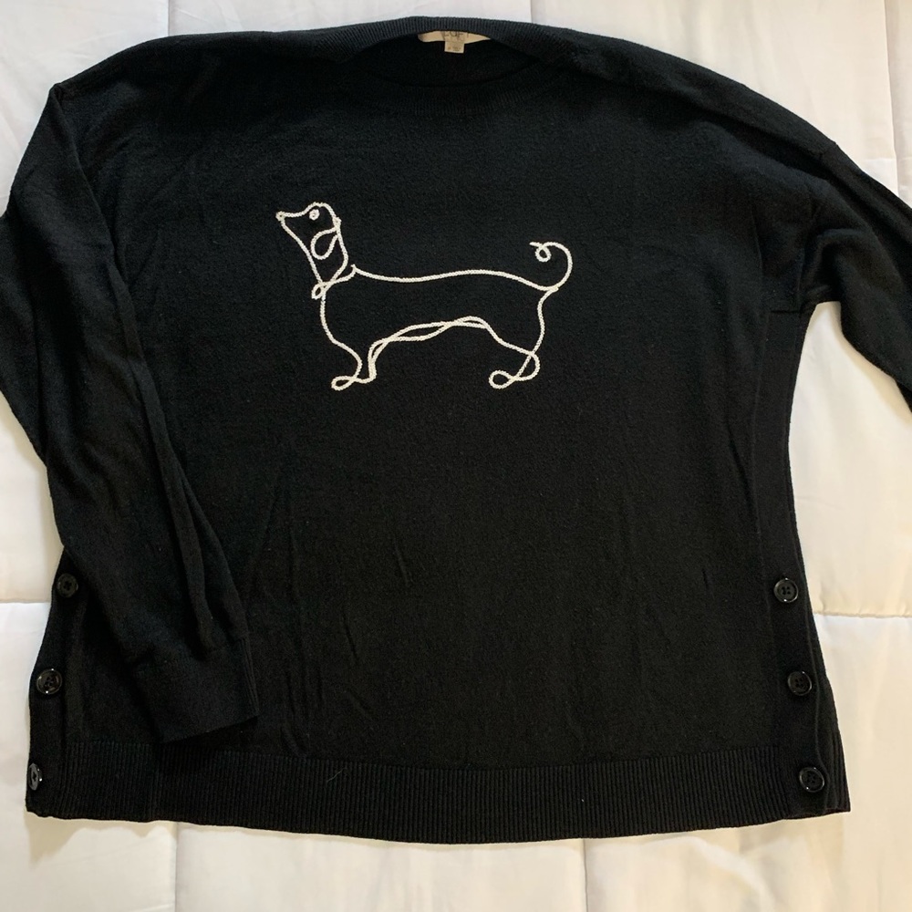Loft Black sweater with embroidered dog